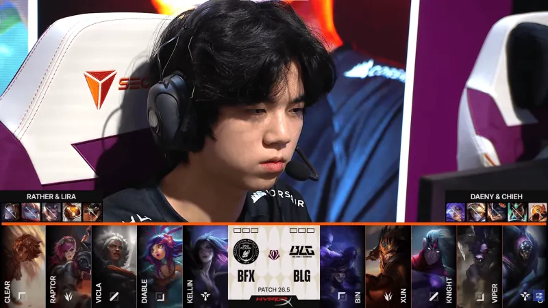 开云官方平台-BLG对阵BFX首局BP：knight一抢瑞兹，Diable选卡莎打韦鲁斯